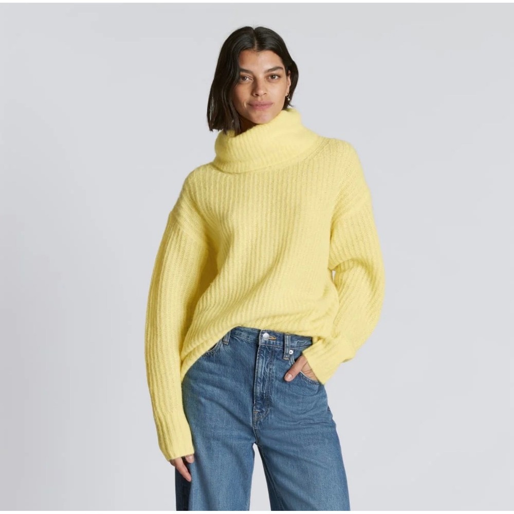 Everlane Alpaca‎ Turtleneck Sweater Womens XS Yellow NEW Ribbed Knit Wool Blend